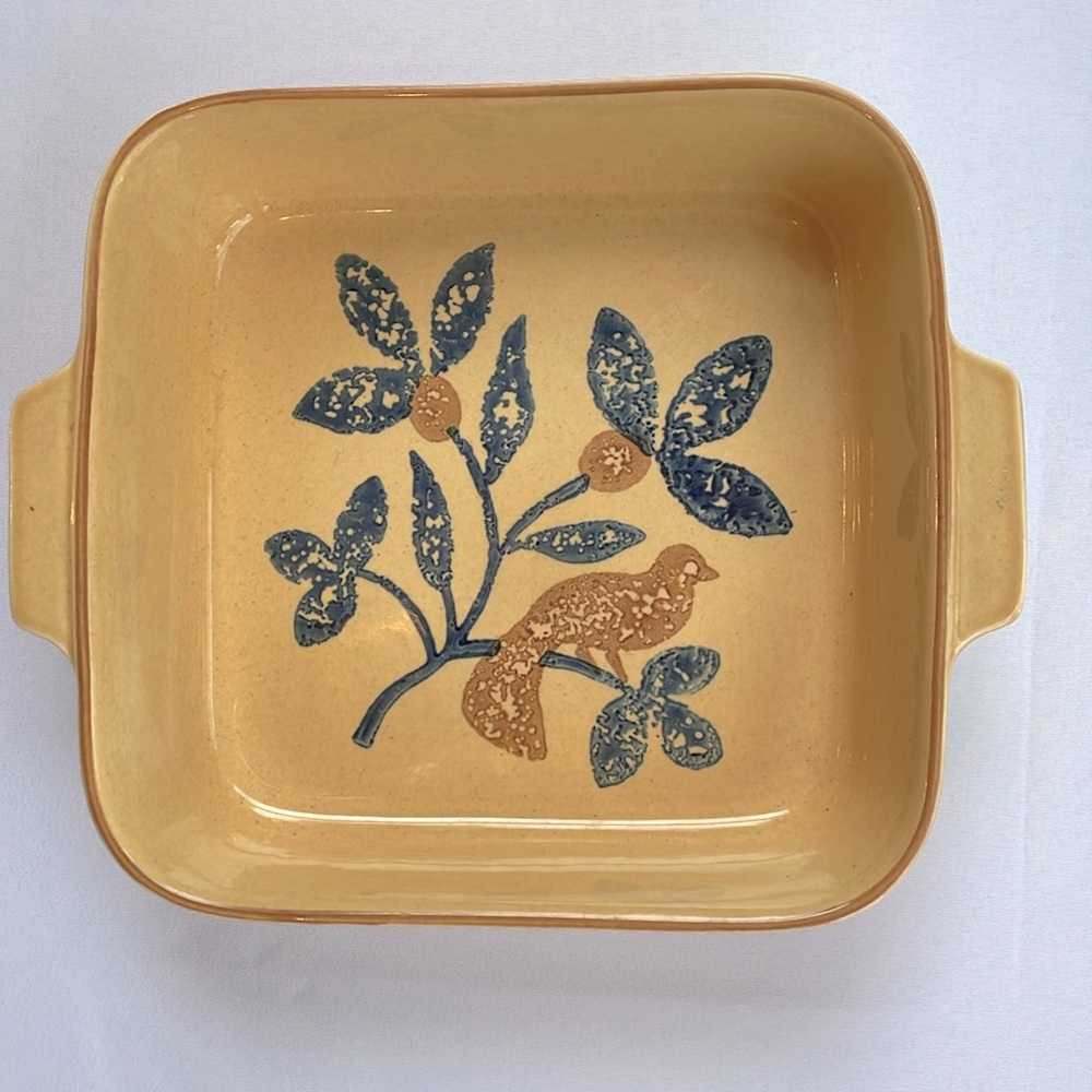 Vintage Pfaltzgraff America Square Baker Birds and Flowers